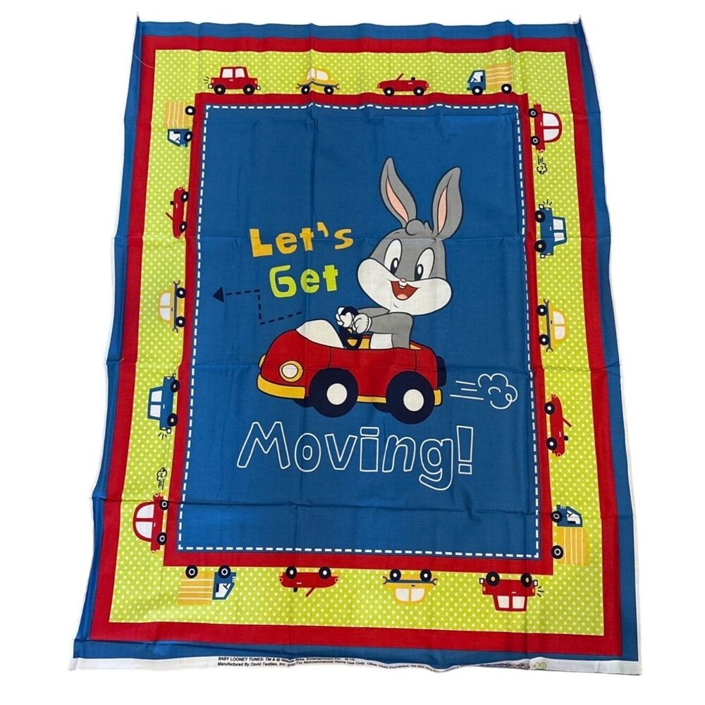 Bugs Bunny Fabric Panel Baby Looney Tunes 36" X 44" Cotton By David Textiles New